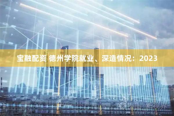 宝融配资 德州学院就业、深造情况：2023
