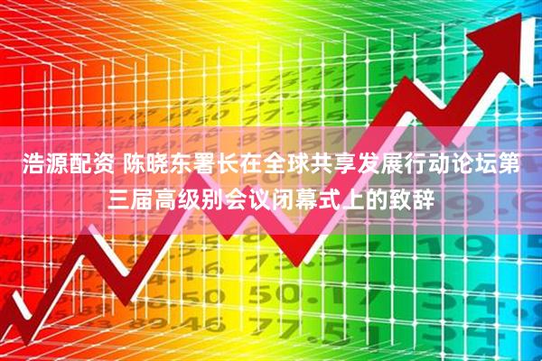 浩源配资 陈晓东署长在全球共享发展行动论坛第三届高级别会议闭幕式上的致辞