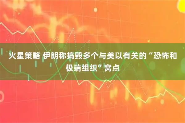 火星策略 伊朗称捣毁多个与美以有关的“恐怖和极端组织”窝点